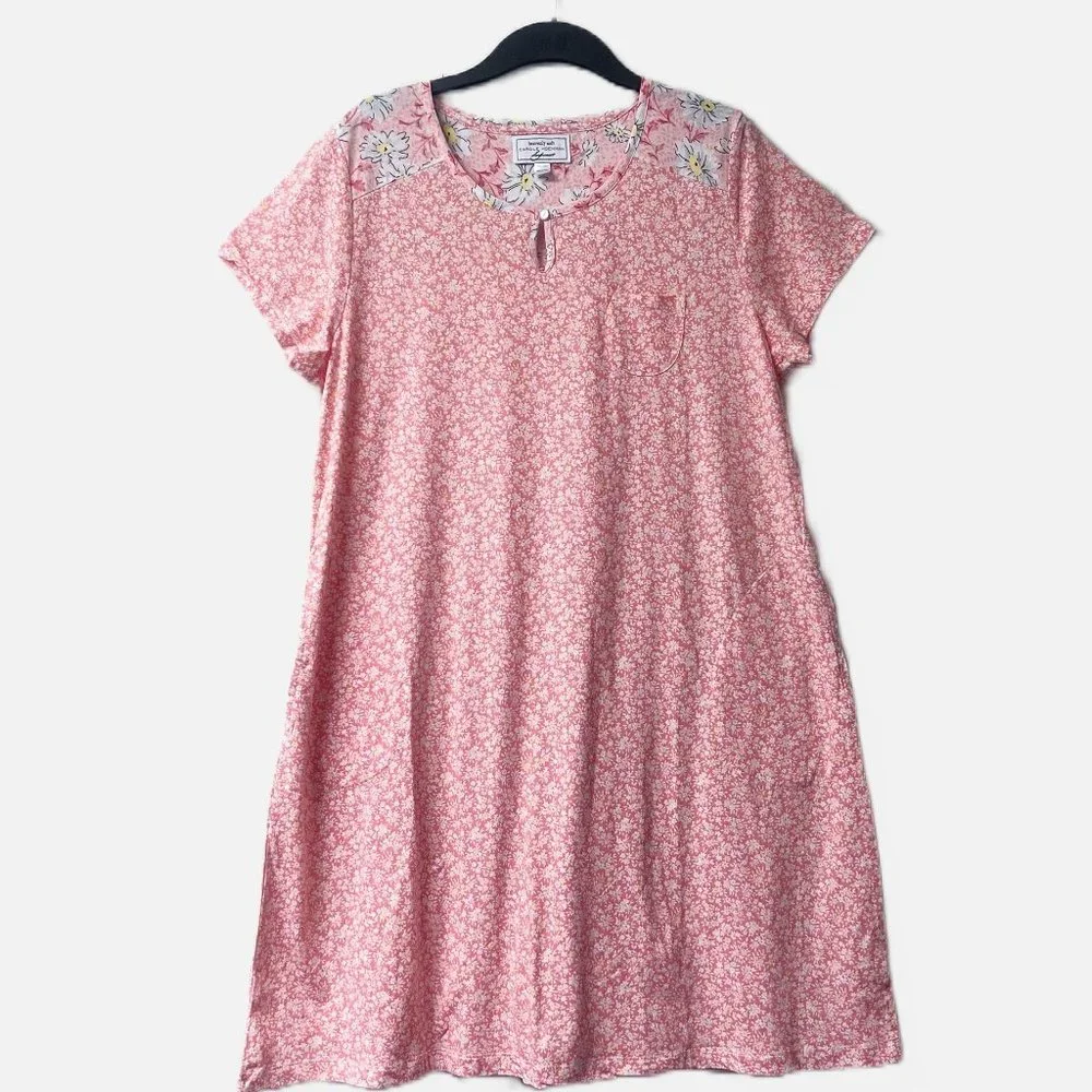 NEW! Carole Hochman Meadow Floral 100% Cotton 2-Pack Sleepshirts Large (Orange) - Picture 6 of 15